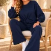 Navy Dames Vrijetijdspak met Knoop | Valentina Navy Dames Vrijetijdspak met Knoop | Valentina